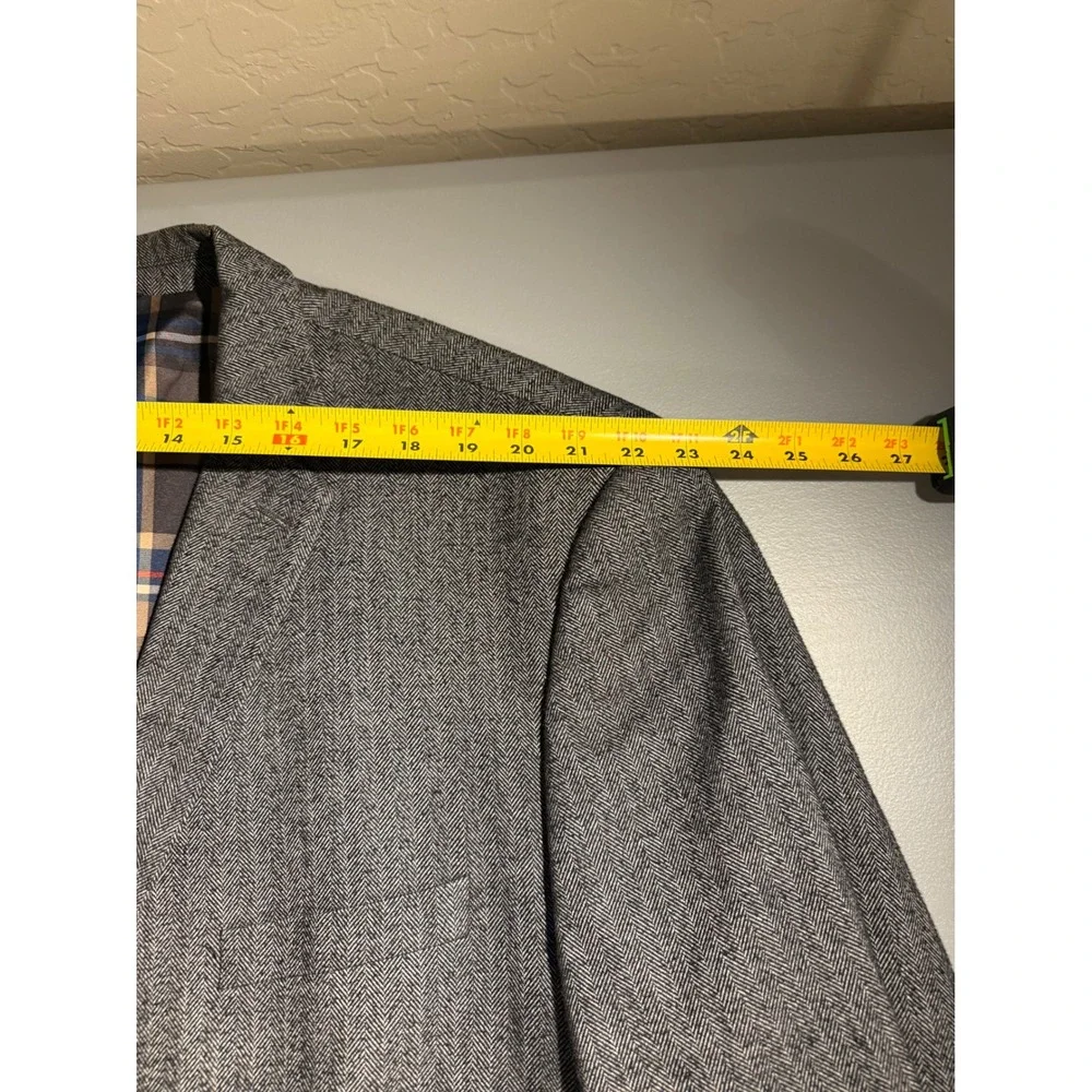 US Polo Assn Mens Grey Herringbone Blazer Elbow Patch Plaid Lining GLE4017J